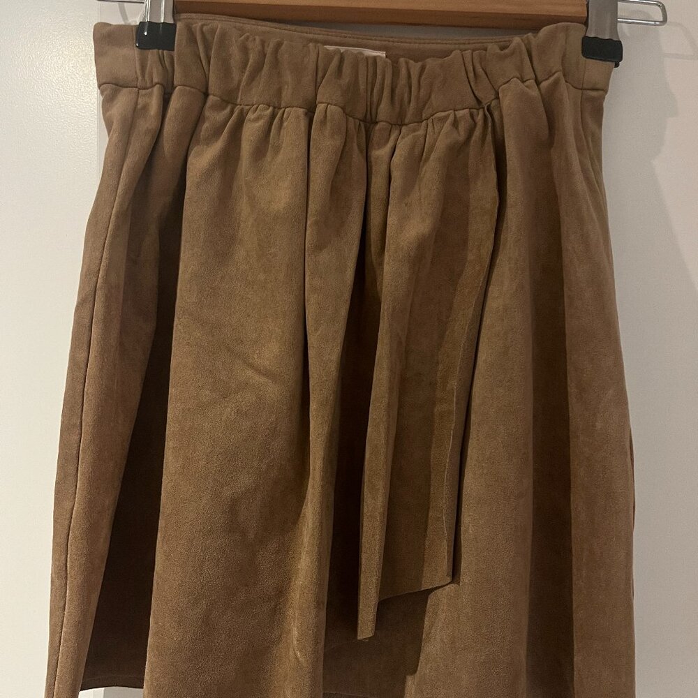 Wilfred Free Aritzia Suede Faux-Wrap Mini Skirt